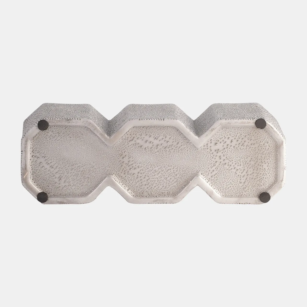 Ceramic 4" 3-cup Pencil Holder, Silver