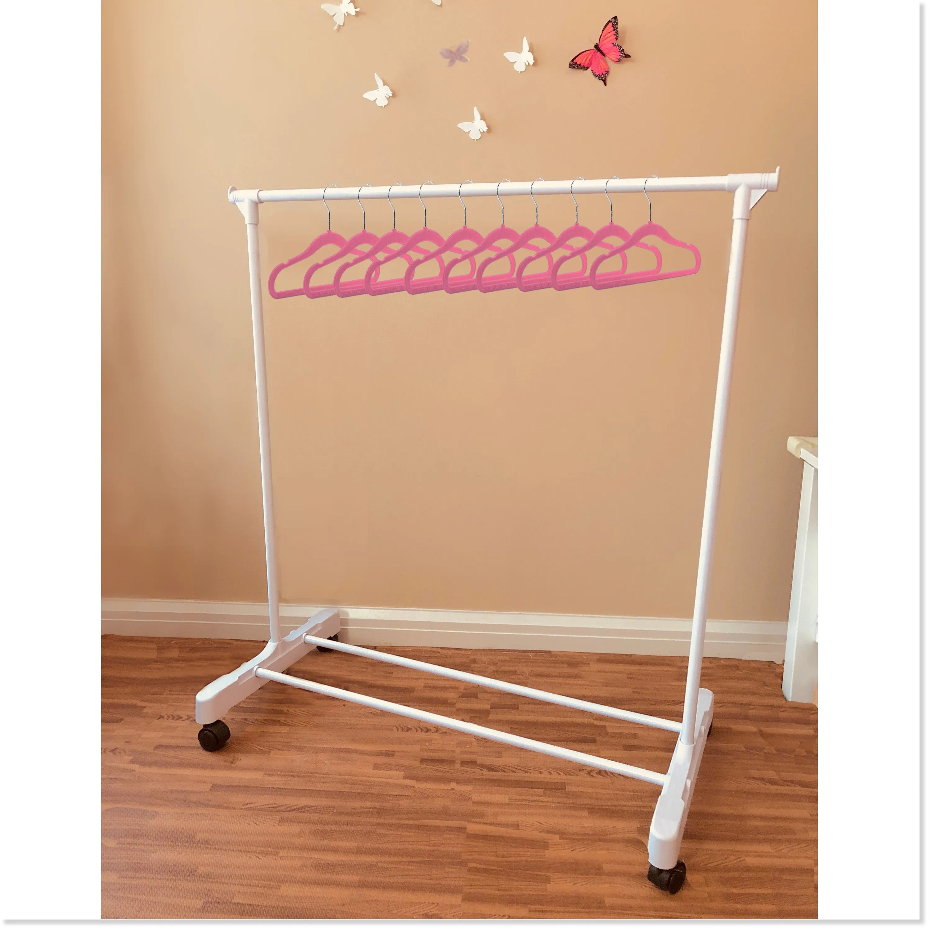 Children's Garment Rack™ - New Rolling Feature (Includes 10 Velvet Hangers) - Amazon's Choice