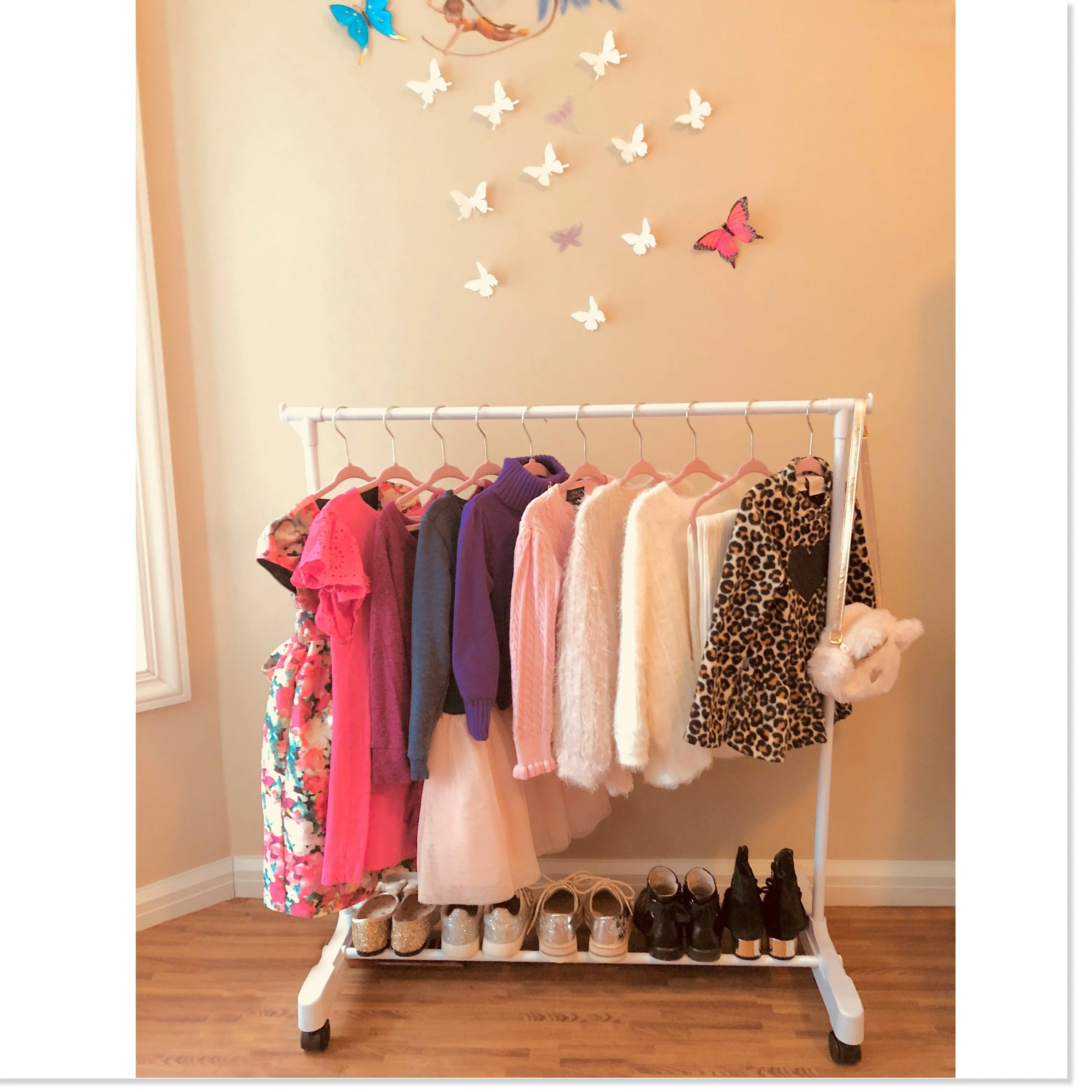 Children's Garment Rack™ - New Rolling Feature (Includes 10 Velvet Hangers) - Amazon's Choice