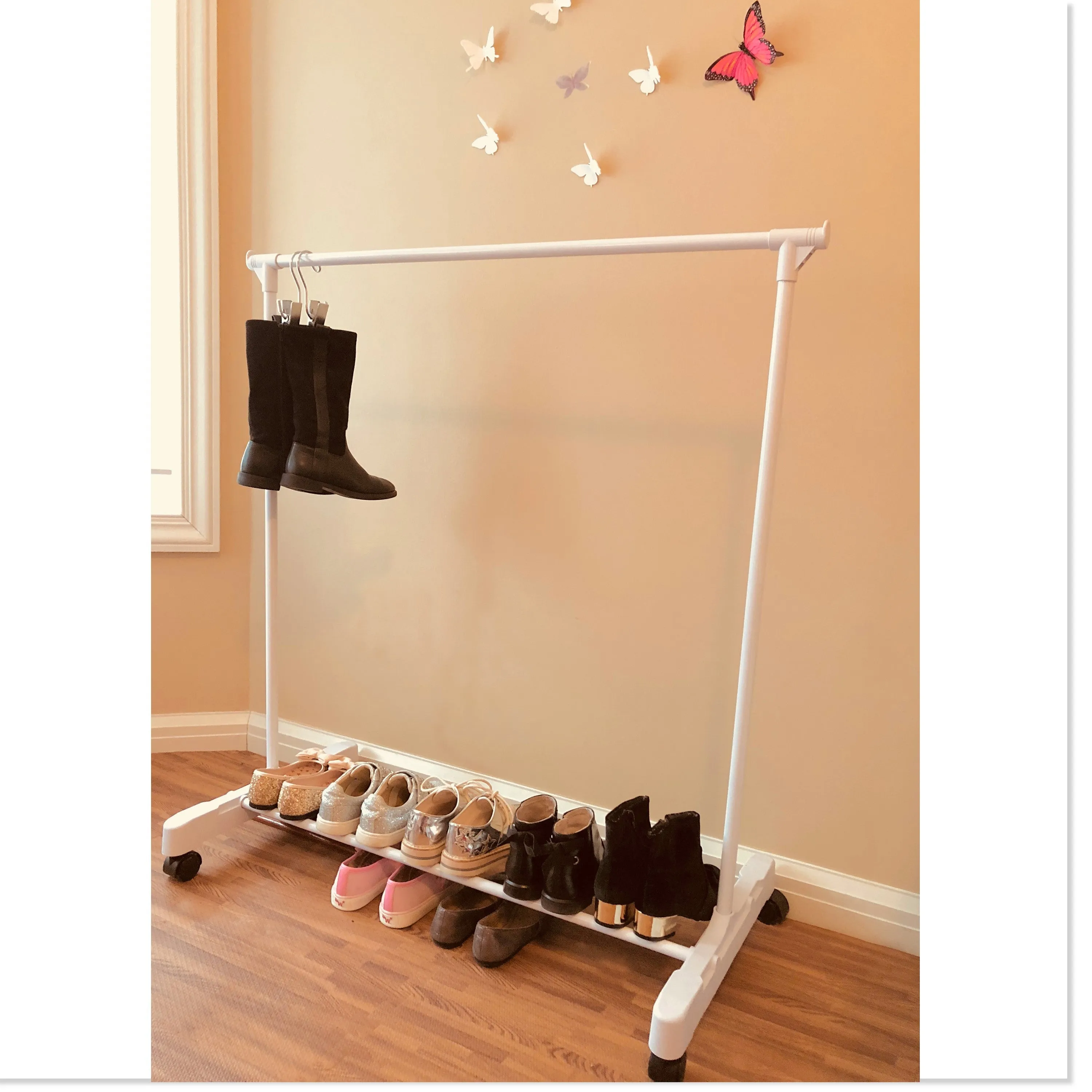 Children's Garment Rack™ - New Rolling Feature (Includes 10 Velvet Hangers) - Amazon's Choice