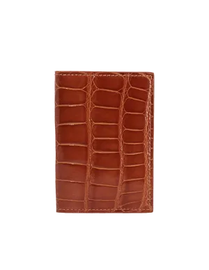 Cinnamon Brown Crocodile Bi-Fold Holder