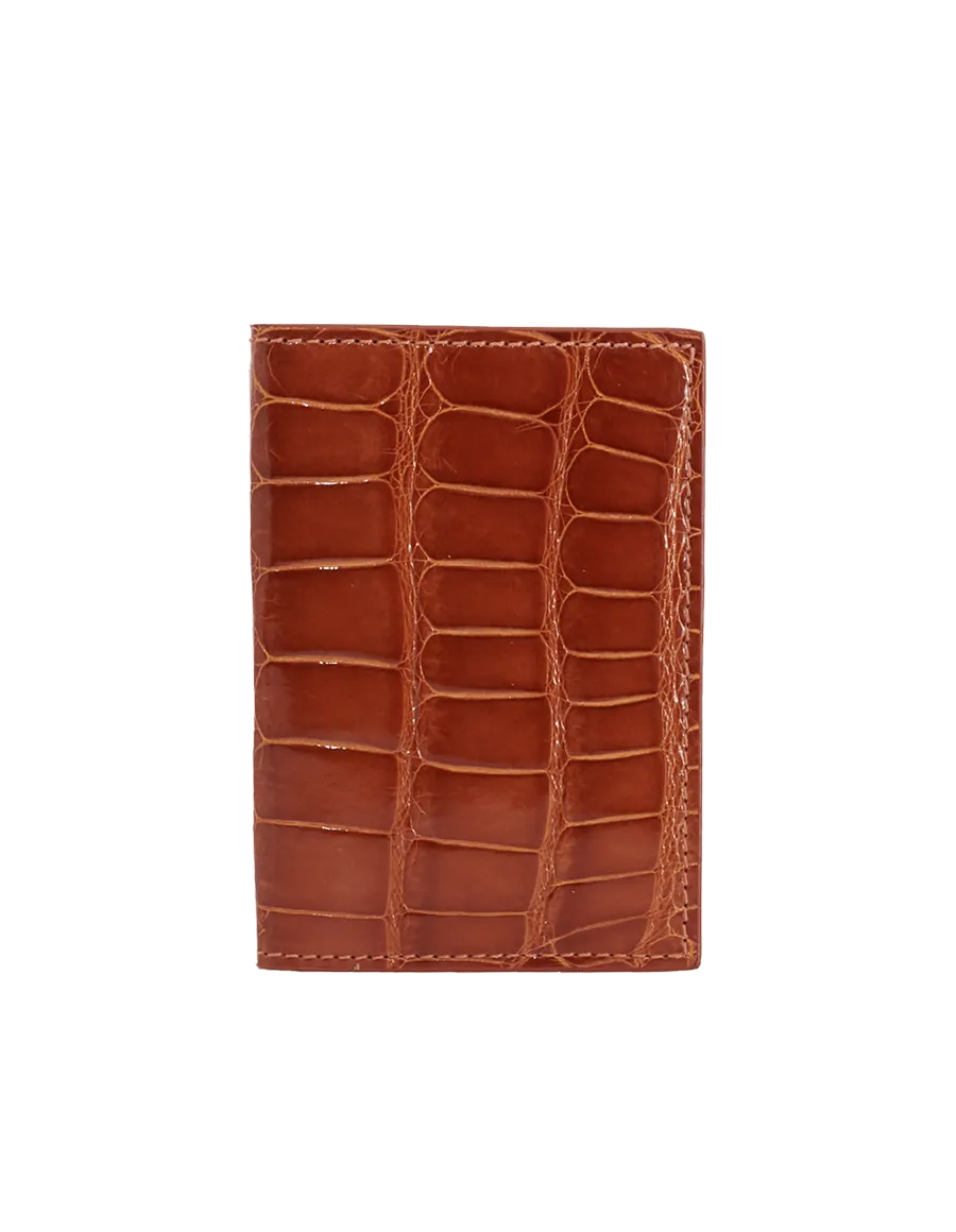 Cinnamon Brown Crocodile Bi-Fold Holder
