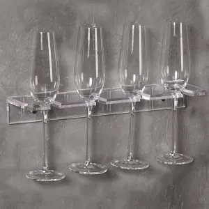 Clear Acyrlic Hanging Stemware Rack, Wall Mounted Glassware Storage