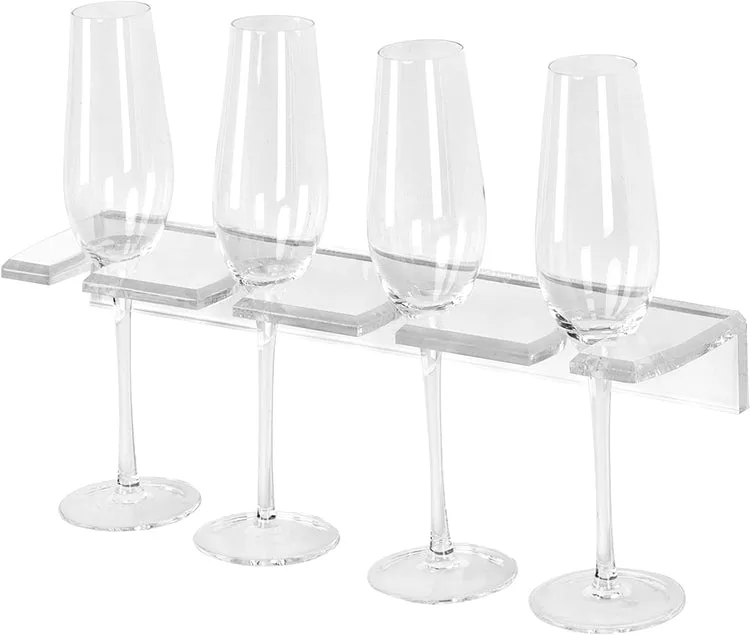 Clear Acyrlic Hanging Stemware Rack, Wall Mounted Glassware Storage