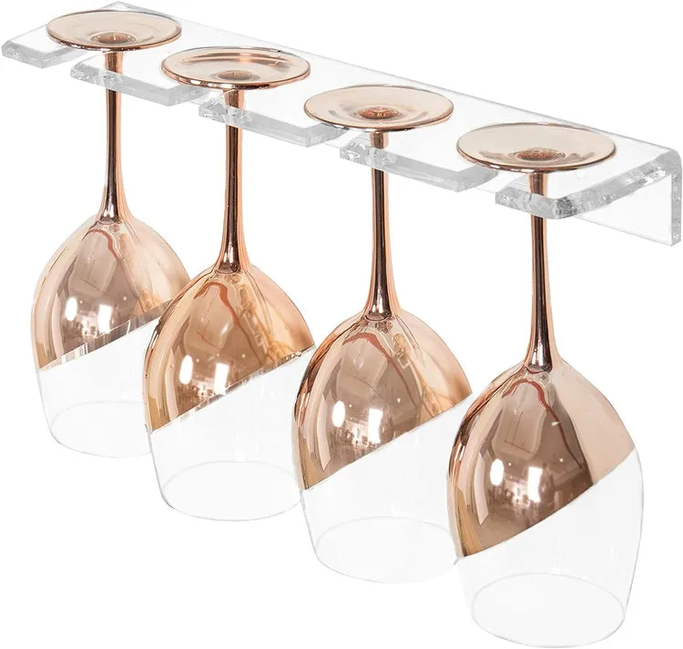 Clear Acyrlic Hanging Stemware Rack, Wall Mounted Glassware Storage