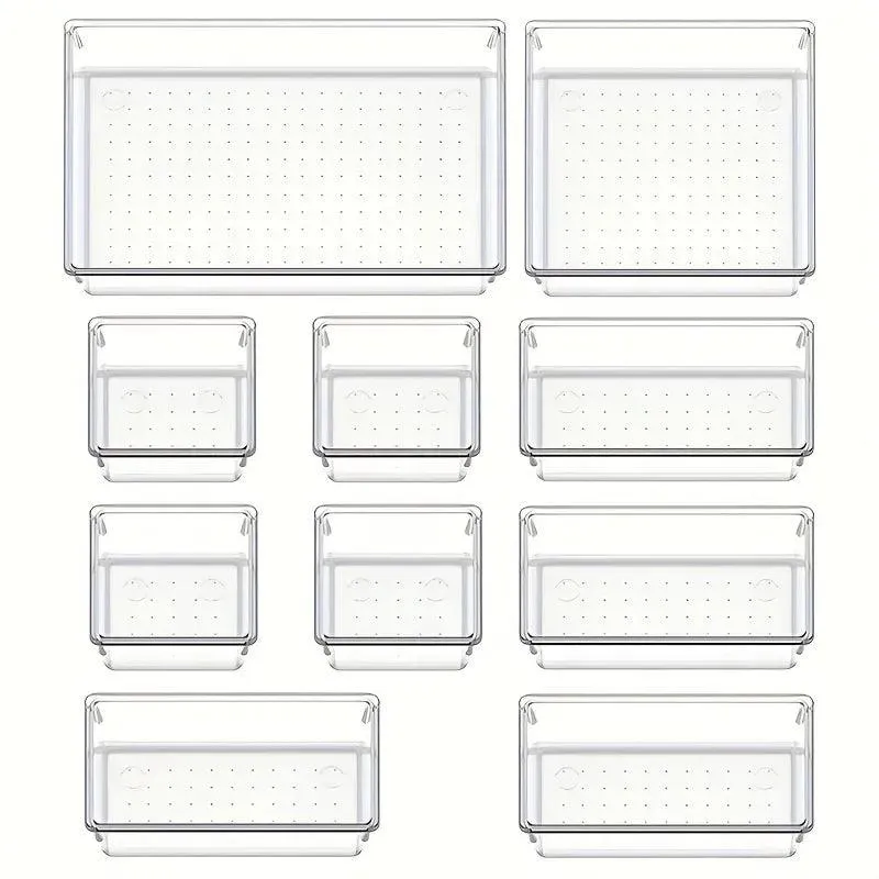Clear Plastic Drawer Organizers Set