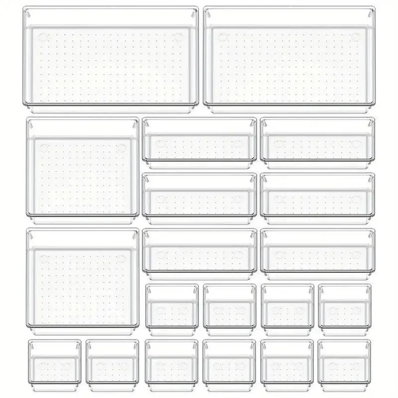 Clear Plastic Drawer Organizers Set