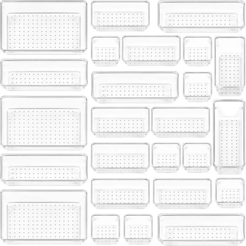 Clear Plastic Drawer Organizers Set