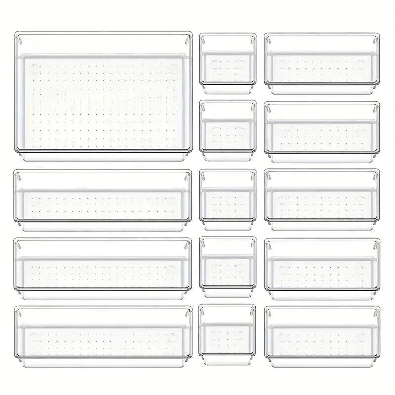 Clear Plastic Drawer Organizers Set