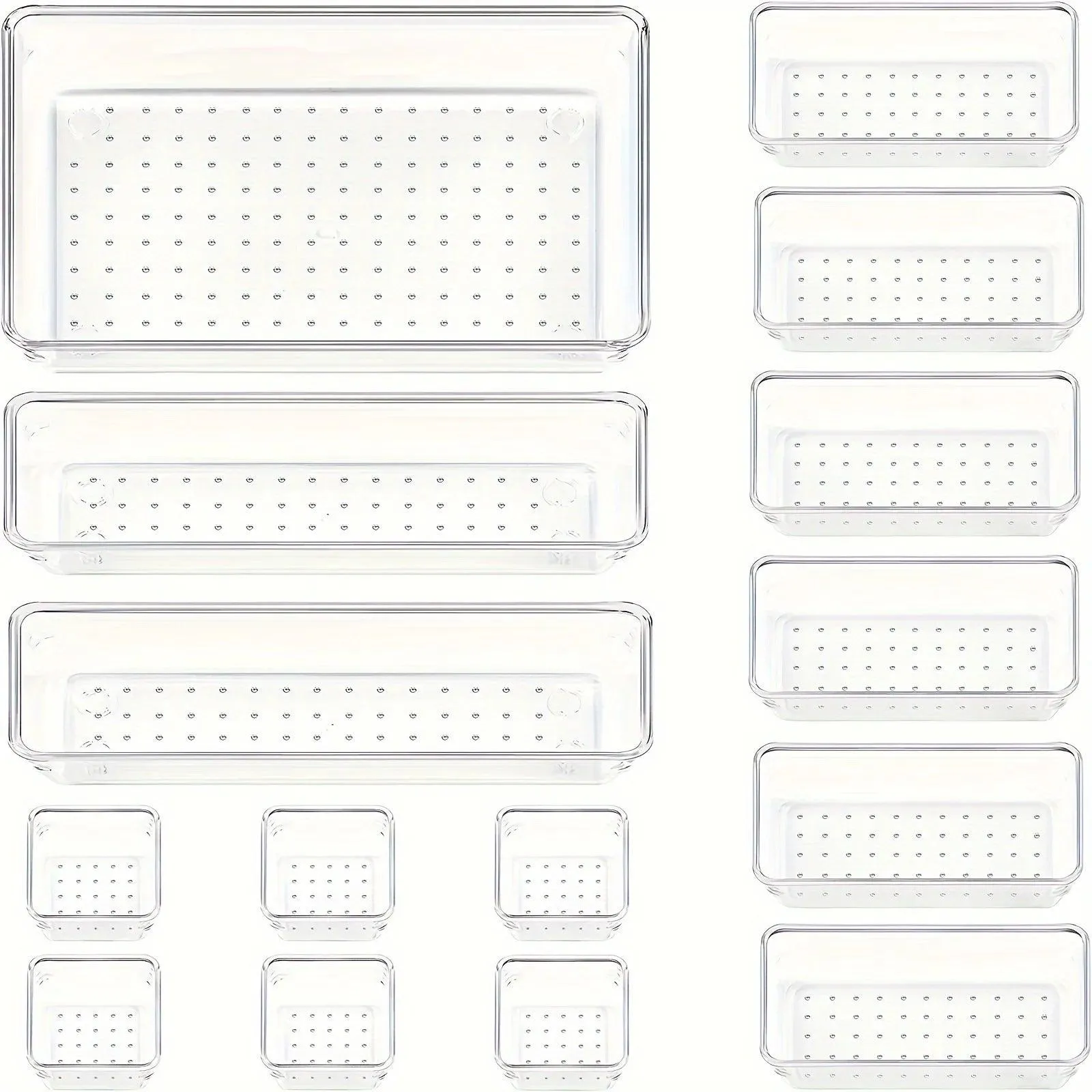 Clear Plastic Drawer Organizers Set