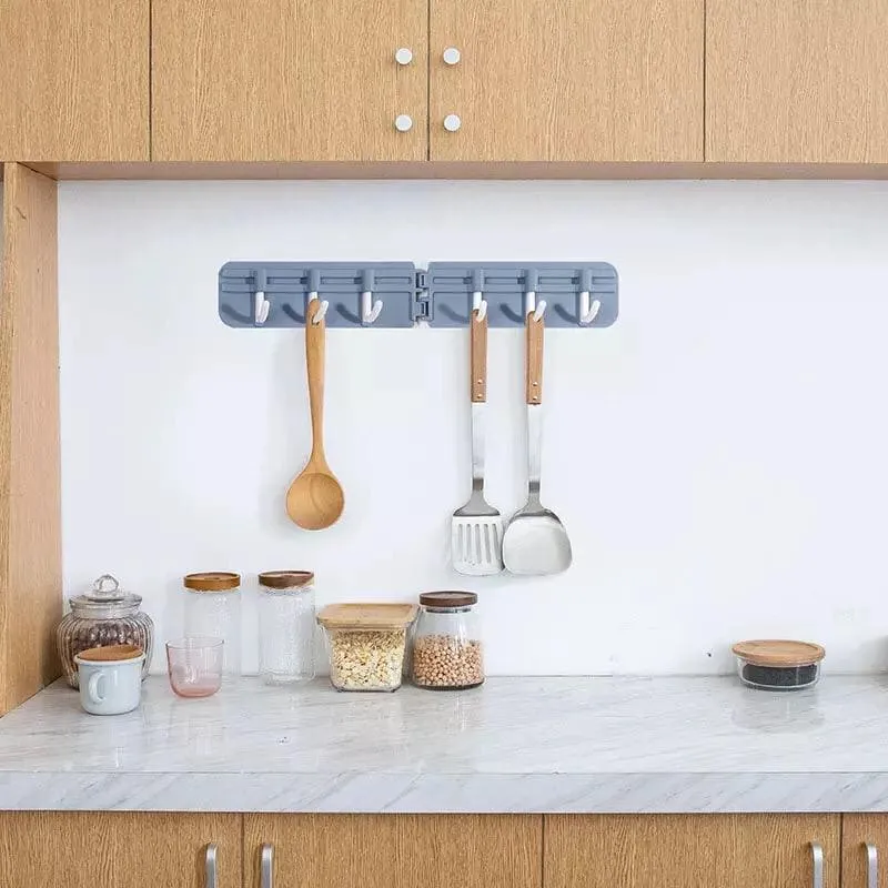 Corner Hanging Hook, Wall-Mounted Corner Wall Hook, Multifunctional Six Hooks Rack, Space-Saving Kitchen Bathroom Hanger