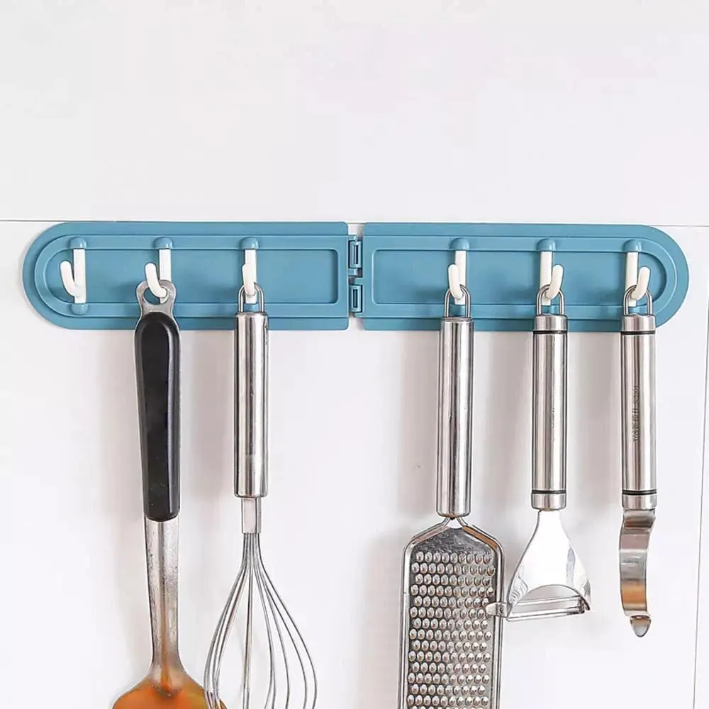 Corner Hanging Hook, Wall-Mounted Corner Wall Hook, Multifunctional Six Hooks Rack, Space-Saving Kitchen Bathroom Hanger