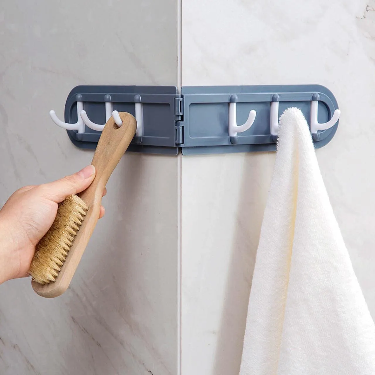 Corner Hanging Hook, Wall-Mounted Corner Wall Hook, Multifunctional Six Hooks Rack, Space-Saving Kitchen Bathroom Hanger