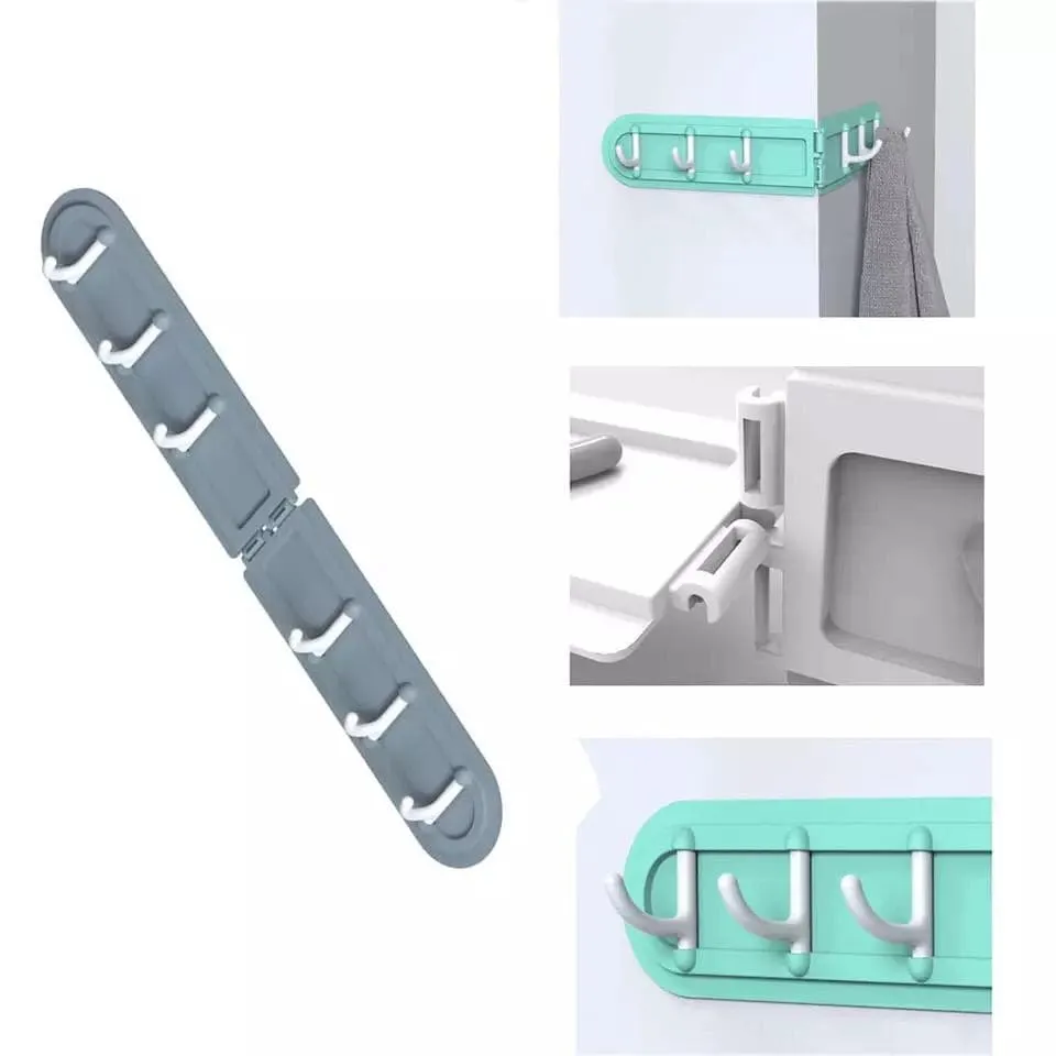 Corner Hanging Hook, Wall-Mounted Corner Wall Hook, Multifunctional Six Hooks Rack, Space-Saving Kitchen Bathroom Hanger