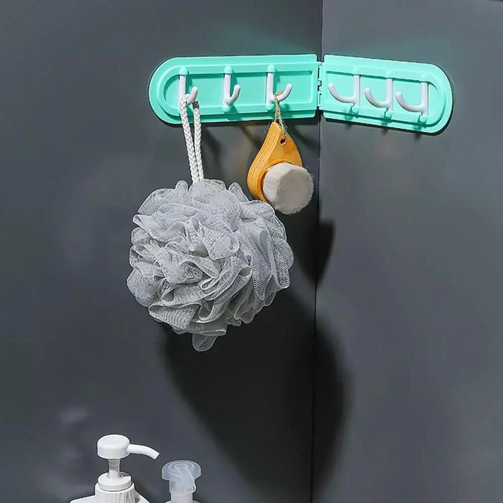 Corner Hanging Hook, Wall-Mounted Corner Wall Hook, Multifunctional Six Hooks Rack, Space-Saving Kitchen Bathroom Hanger