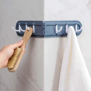 Corner Hanging Hook, Wall-Mounted Corner Wall Hook, Multifunctional Six Hooks Rack, Space-Saving Kitchen Bathroom Hanger