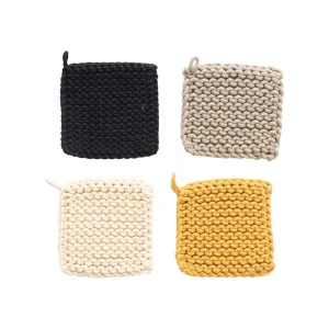 Cotton Crocheted Pot Holder - 4 Colors