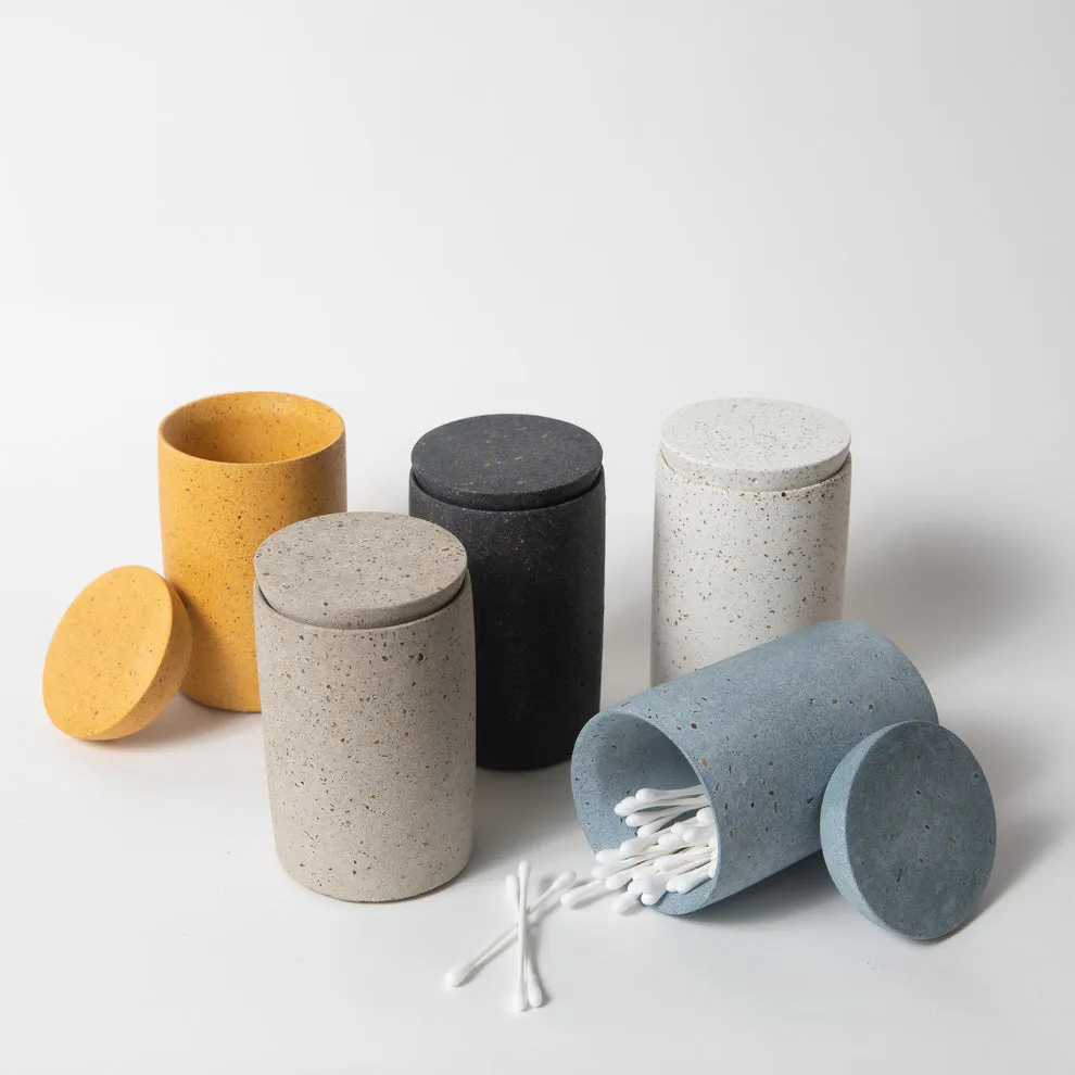 Cotton Swab Holder, Light Blue Terrazzo