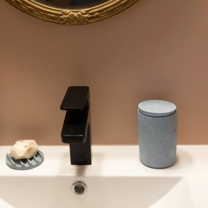 Cotton Swab Holder, Light Blue Terrazzo