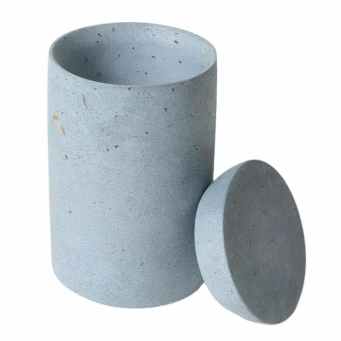 Cotton Swab Holder, Light Blue Terrazzo