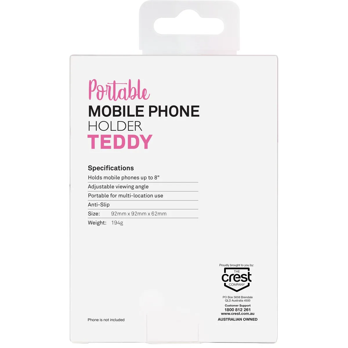 Crest Fun Shape Phone Holder - Pink Teddy