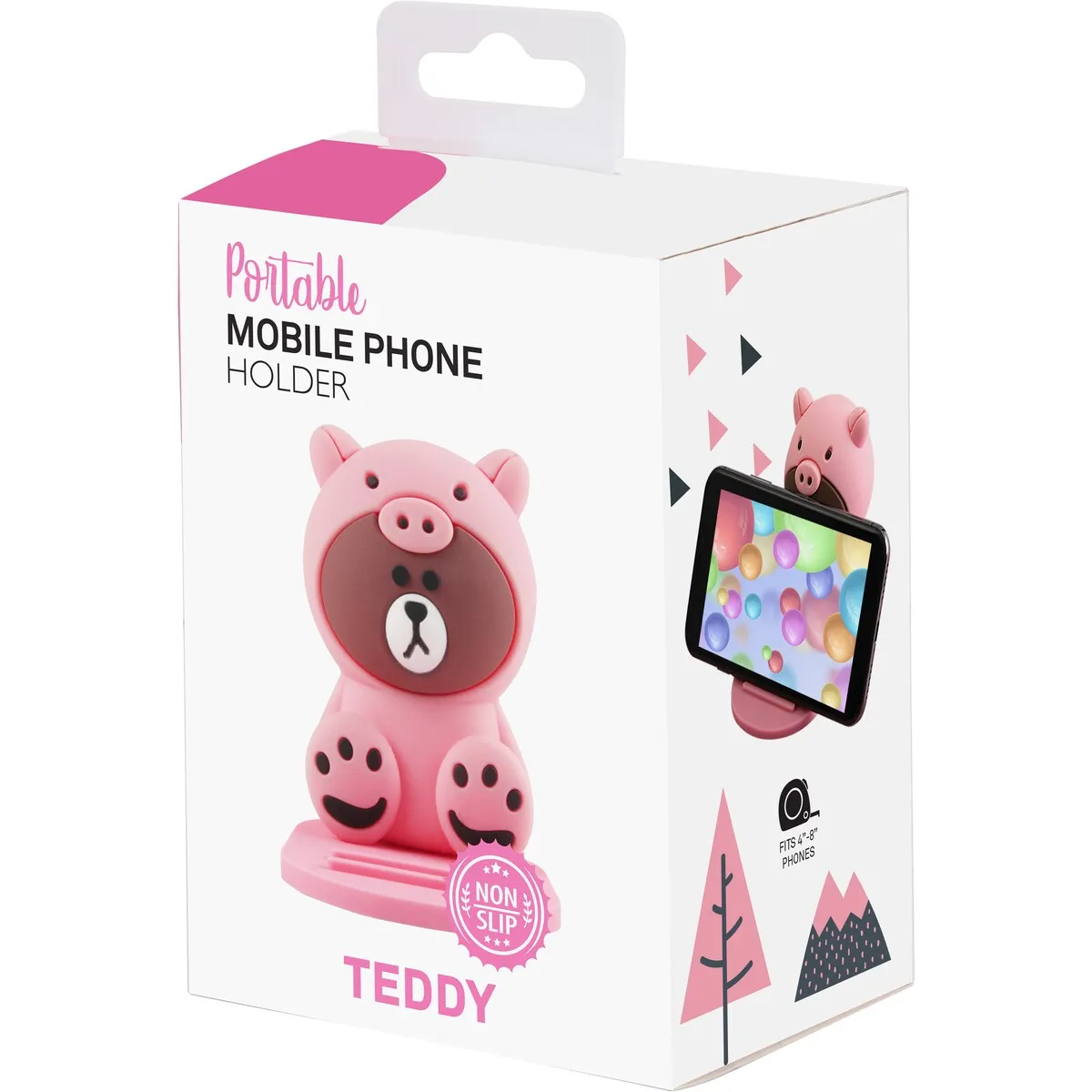 Crest Fun Shape Phone Holder - Pink Teddy