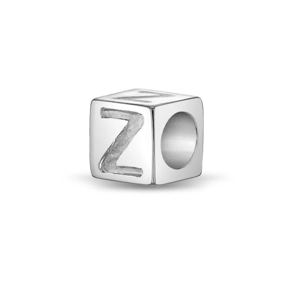 Cube Letter Kids / Children's / Girls for Charm Bracelet - Sterling Silver