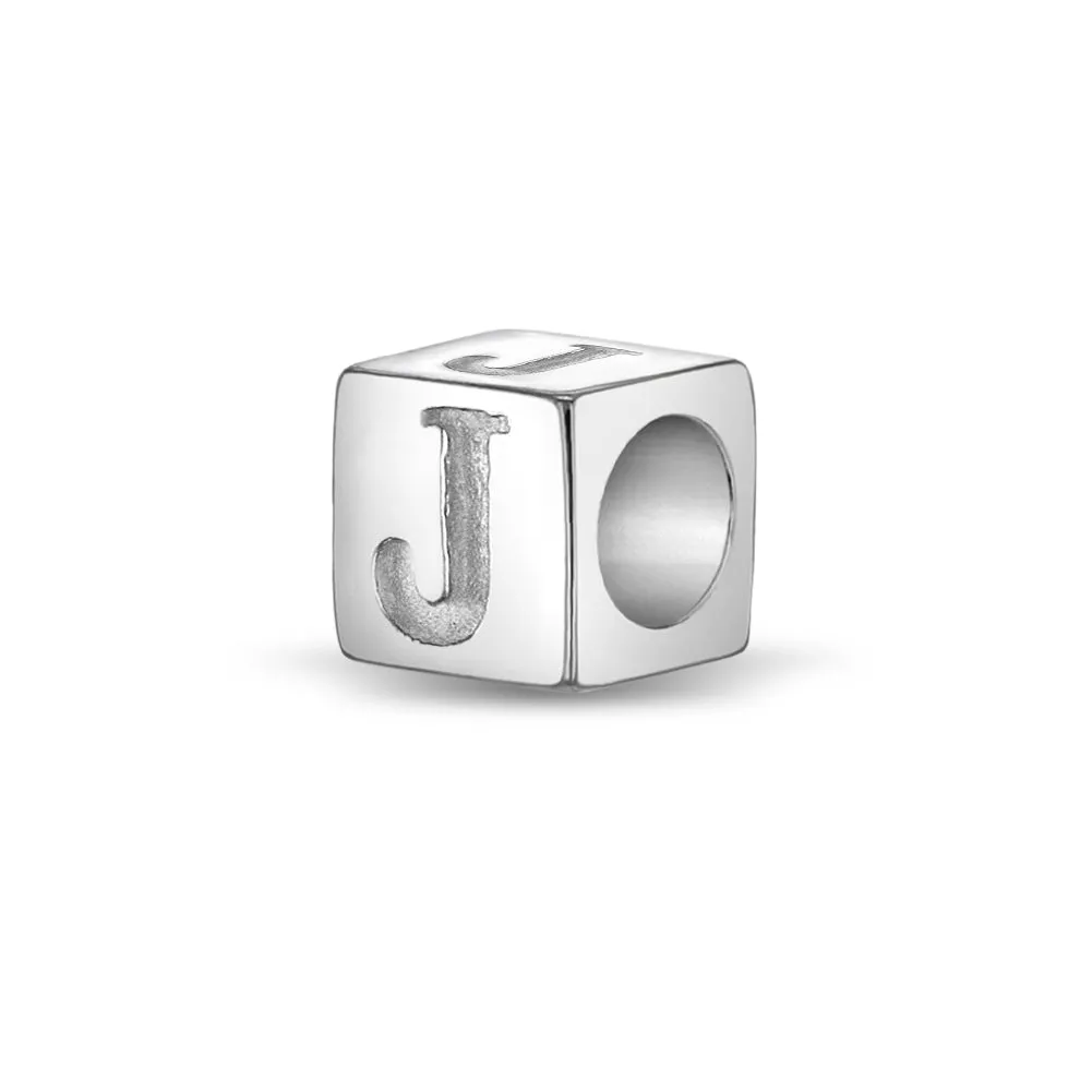 Cube Letter Kids / Children's / Girls for Charm Bracelet - Sterling Silver