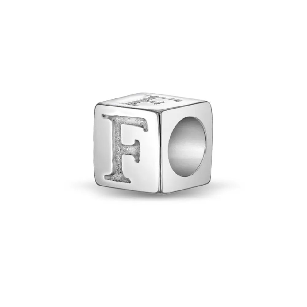 Cube Letter Kids / Children's / Girls for Charm Bracelet - Sterling Silver