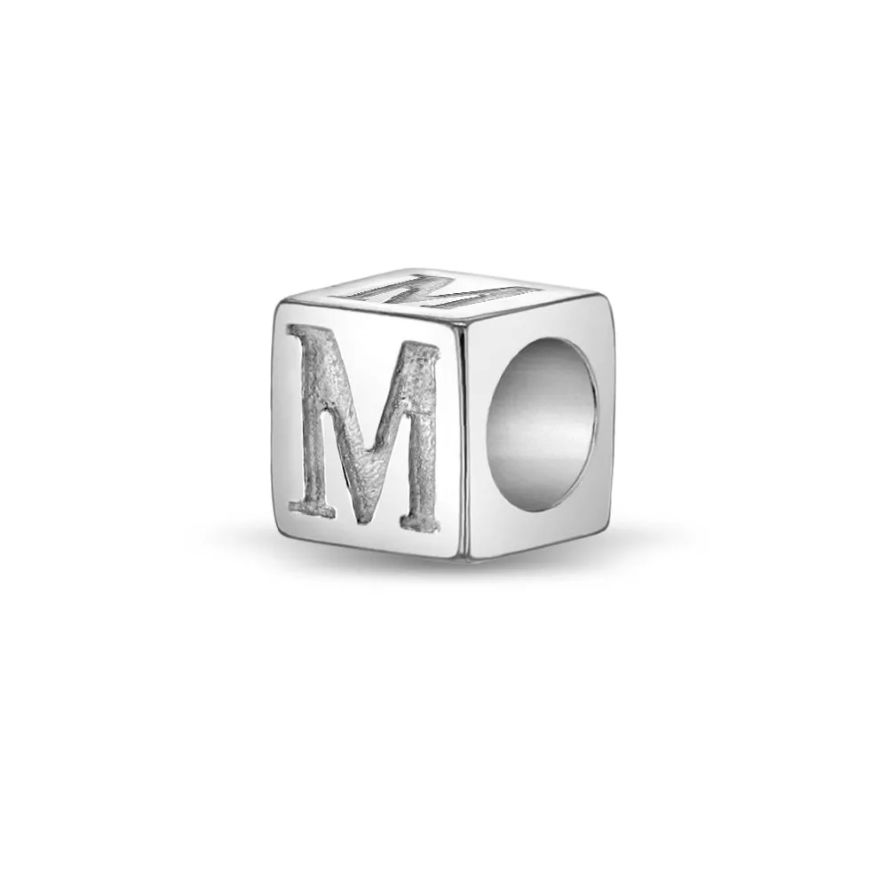 Cube Letter Kids / Children's / Girls for Charm Bracelet - Sterling Silver