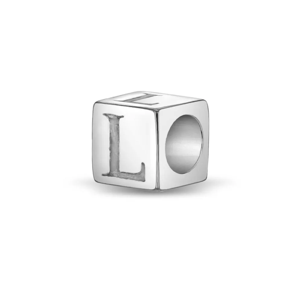Cube Letter Kids / Children's / Girls for Charm Bracelet - Sterling Silver
