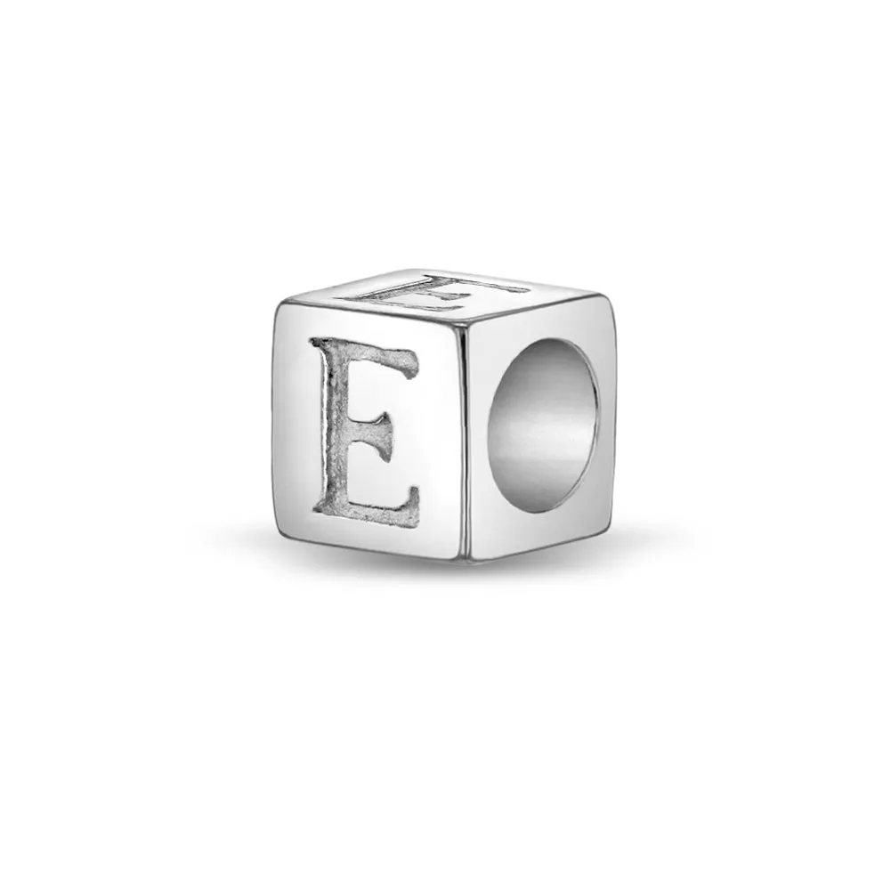 Cube Letter Kids / Children's / Girls for Charm Bracelet - Sterling Silver