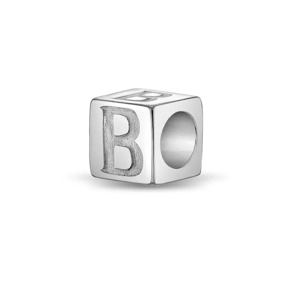 Cube Letter Kids / Children's / Girls for Charm Bracelet - Sterling Silver