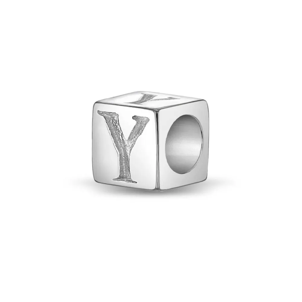 Cube Letter Kids / Children's / Girls for Charm Bracelet - Sterling Silver