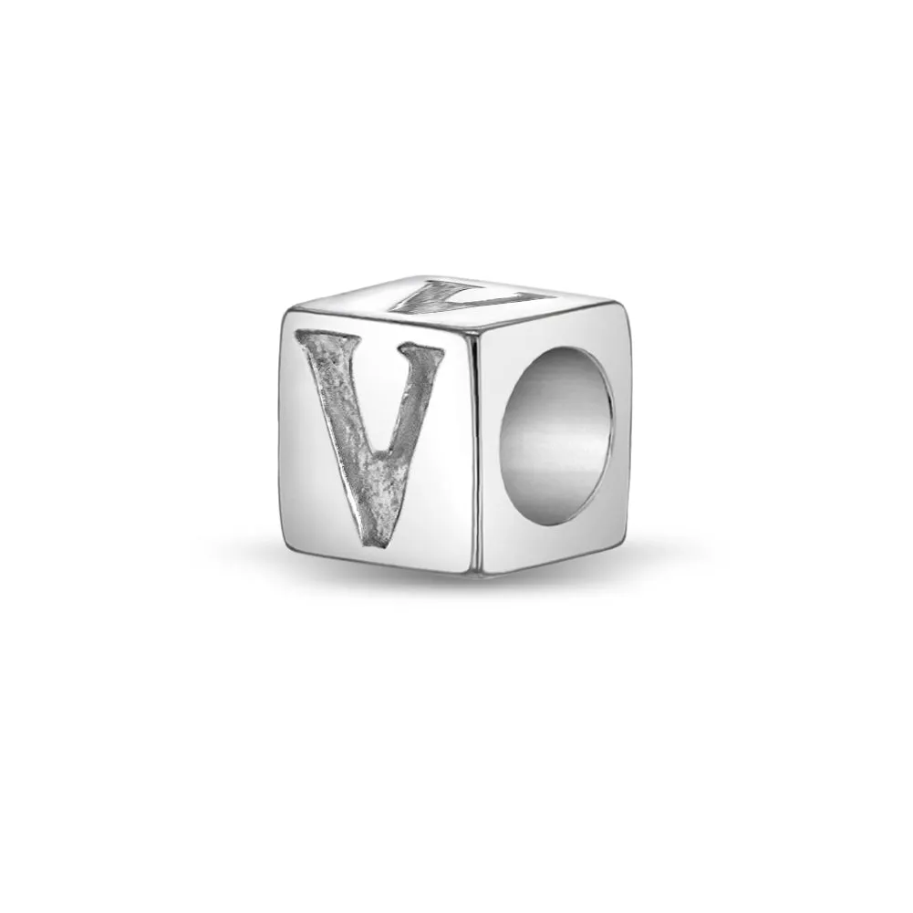 Cube Letter Kids / Children's / Girls for Charm Bracelet - Sterling Silver