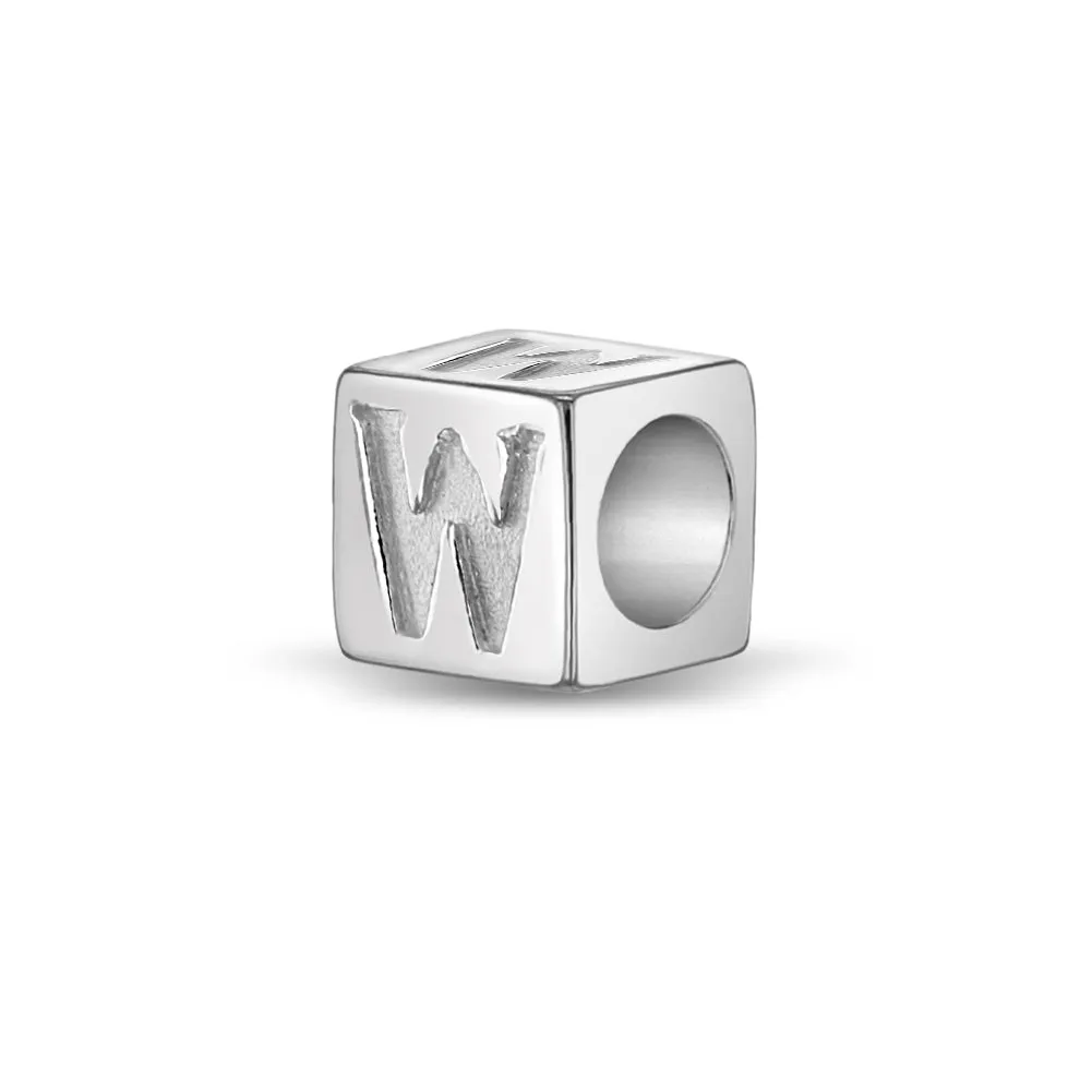 Cube Letter Kids / Children's / Girls for Charm Bracelet - Sterling Silver