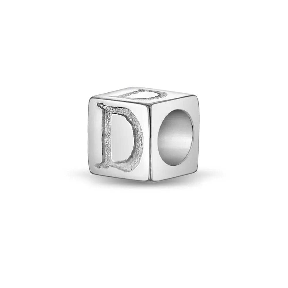 Cube Letter Kids / Children's / Girls for Charm Bracelet - Sterling Silver