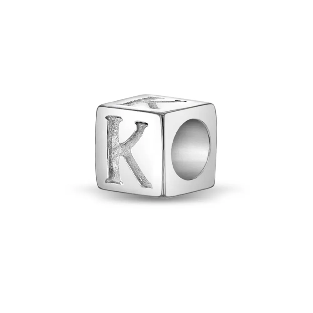Cube Letter Kids / Children's / Girls for Charm Bracelet - Sterling Silver