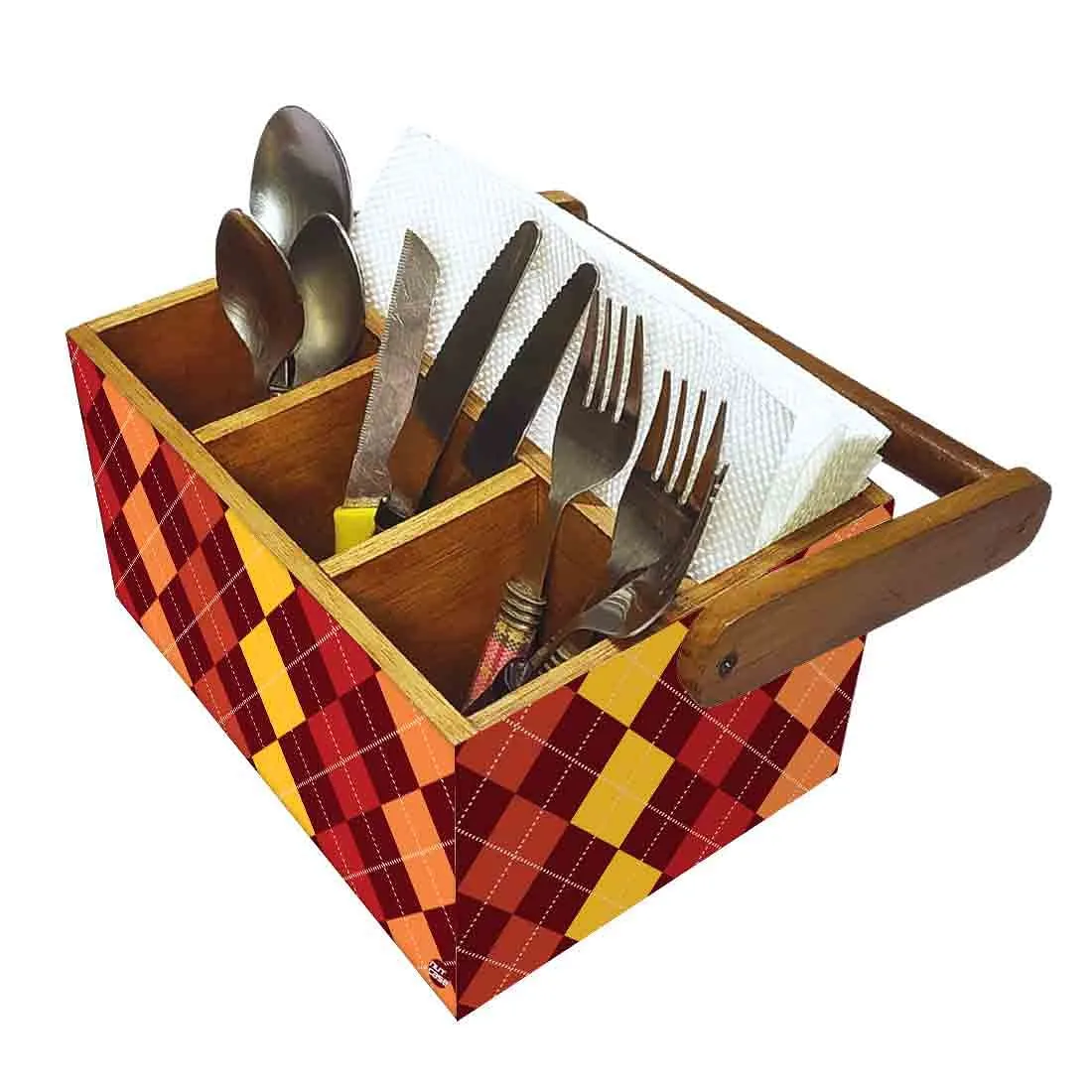 Cutlery Stand for Dining Table Spoons Forks Tissue Organizer - Hexa Pattern