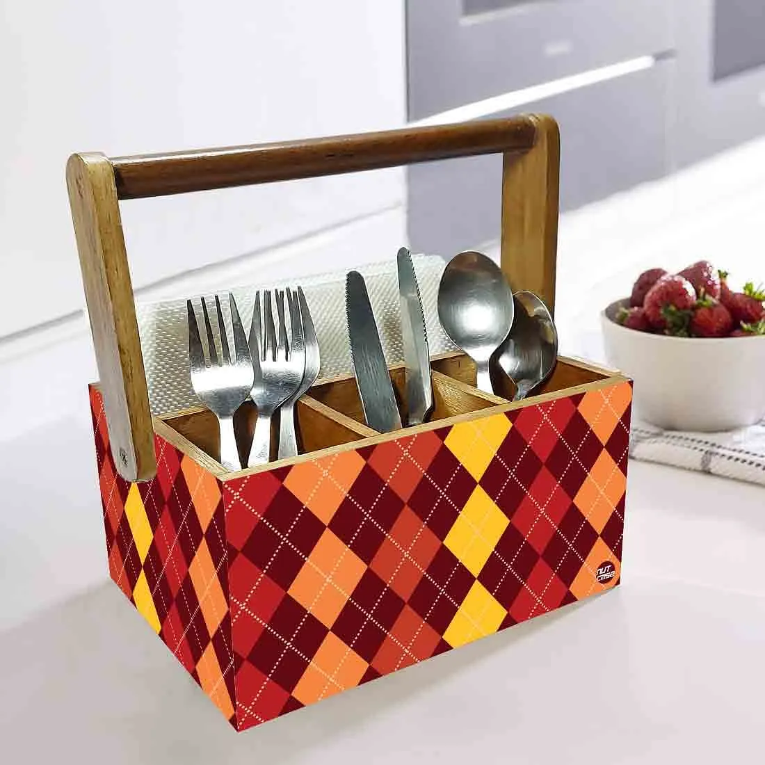 Cutlery Stand for Dining Table Spoons Forks Tissue Organizer - Hexa Pattern