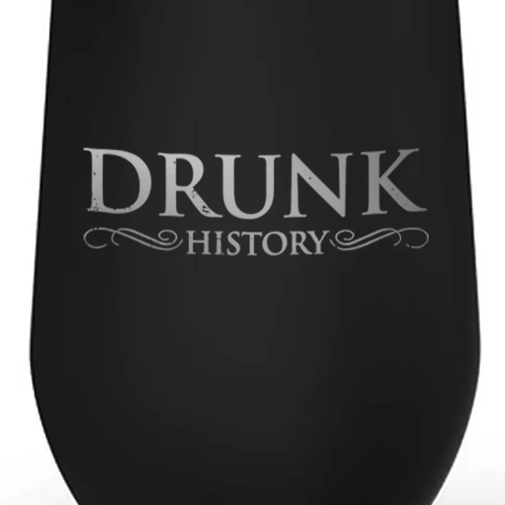 Drunk History Logo Laser Engraved Wine Tumbler with Straw