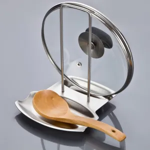 Eco-Friendly Stainless Steel Cooking Spoon and Pan Lid Rack