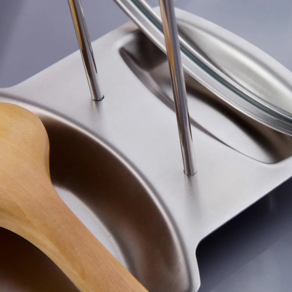 Eco-Friendly Stainless Steel Cooking Spoon and Pan Lid Rack