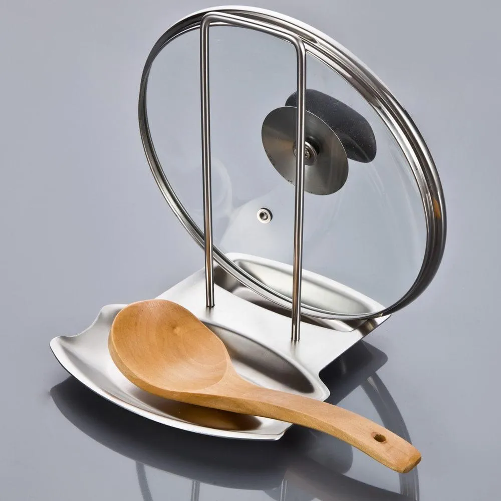 Eco-Friendly Stainless Steel Cooking Spoon and Pan Lid Rack