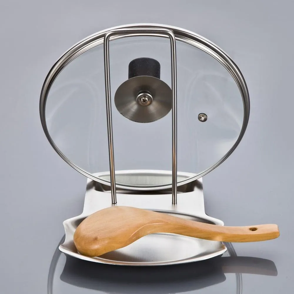 Eco-Friendly Stainless Steel Cooking Spoon and Pan Lid Rack
