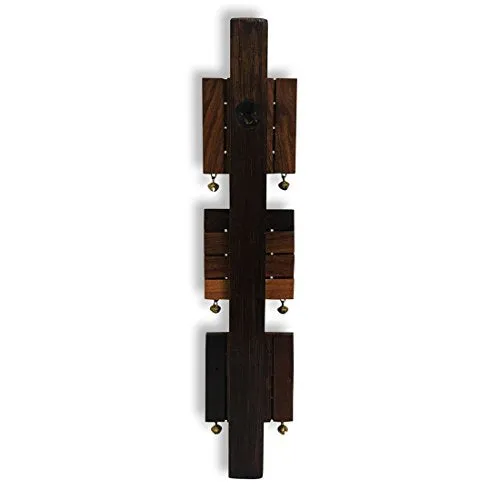 ExclusiveLane Brass, Wood and Colour Madhubani Handpainted Sheesham Wood Home Decorative Keychain Holder Key Hangers Key Stand & Wooden Hanging Key Holder for Wall (Natural Dark Brown) (EL-012-059)