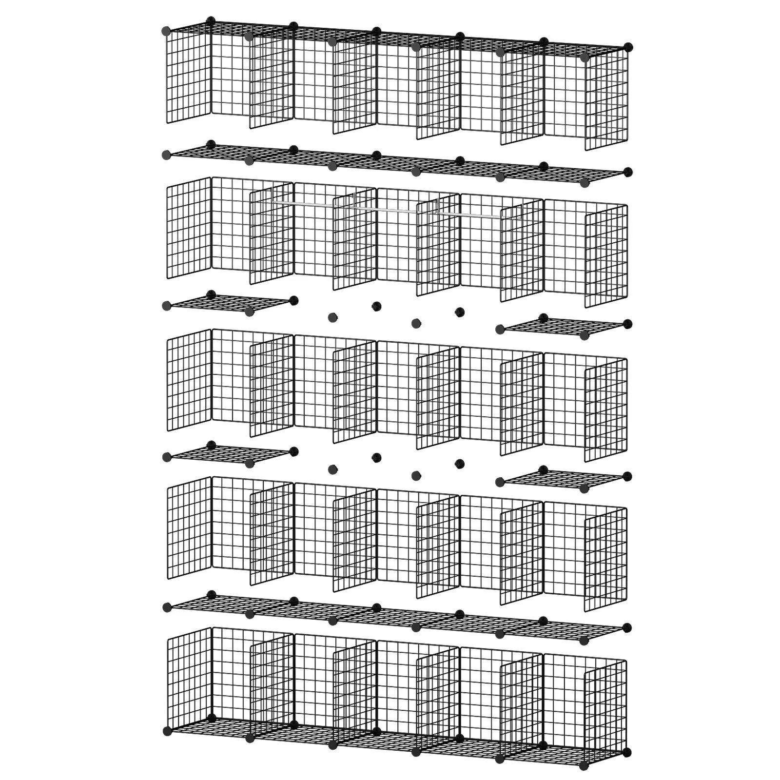 GEORGE&DANIS Wire Storage Cubes Metal Shelving Unit Portable Closet Wardrobe Organizer Multi-use Rack Modular Cubbies, Black, 14 inches Depth, 5x5 Tiers