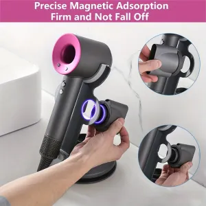 Hair Dryer Holder, For Dyson Ultrasonic Hair Dryer, Magnetic Bracket Holder With Power Plug Cable Manager, Aluminum Alloy Bracket, Bathroom Organizer For Dyson