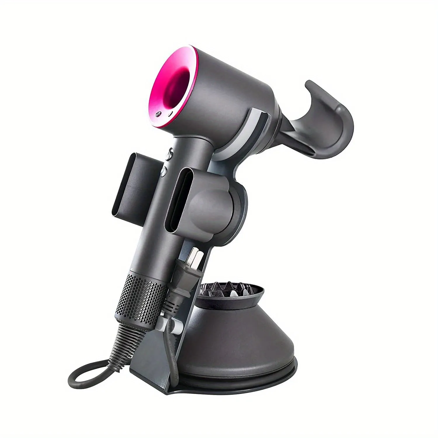 Hair Dryer Holder, For Dyson Ultrasonic Hair Dryer, Magnetic Bracket Holder With Power Plug Cable Manager, Aluminum Alloy Bracket, Bathroom Organizer For Dyson