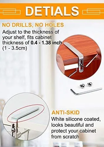 HULISEN 0.4 -1.38 inch Adjustable Thickness Wine Glass Rack Under Cabinet, 3 Rows Stemware Rack, 18/8 Stainless Steel Glasses Holder Storage Hanger for Kitchen, Bar